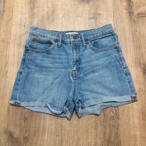 Madewell | Women's High‎ Rise Rolled Cuffed Light Wash Denim Shorts, Size 27